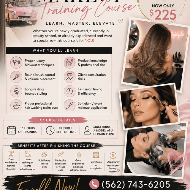 Blowout & Makeup training at Mafistyle in Costa Mesa, CA
